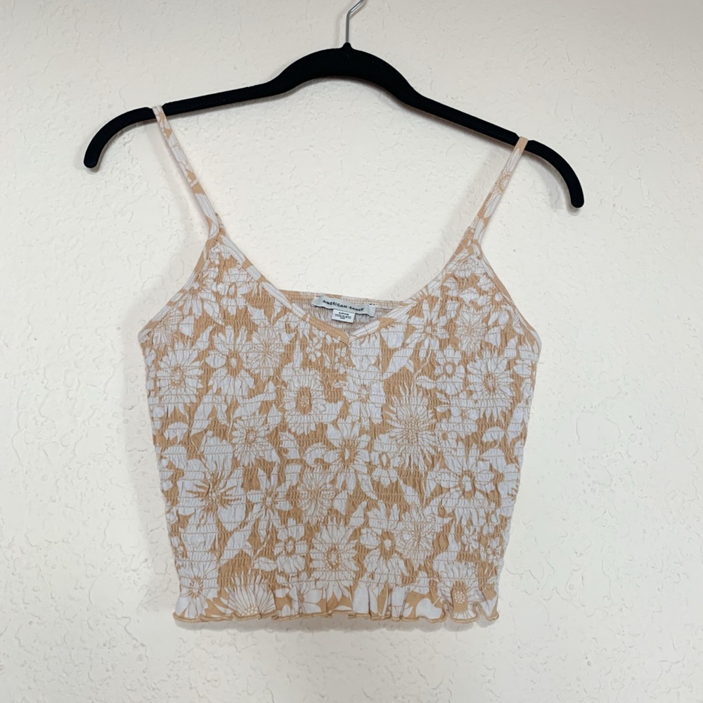 American Eagle Outfitters Floral Beige and White Camisole